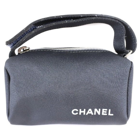 CHANEL vintage logo Pouch gray Nylon Women - Picture 1 of 9